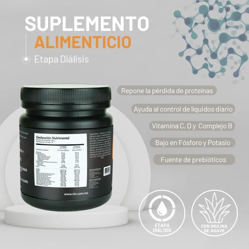 Suplemento Alim Dialisis Albumina Huevo 300g Polvo Nin Sabor Natural