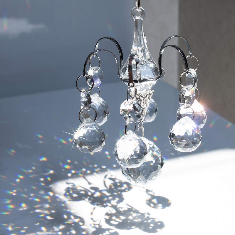 H&D HYALINE & DORA Crystal Wind Chime Shaped Rainbow Suncatcher,Hanging