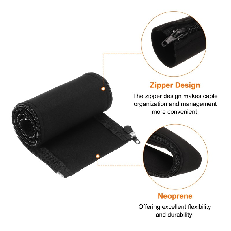 sourcing map 4pcs Zipper Cable Sleeve 31" x 4.3" Neoprene
