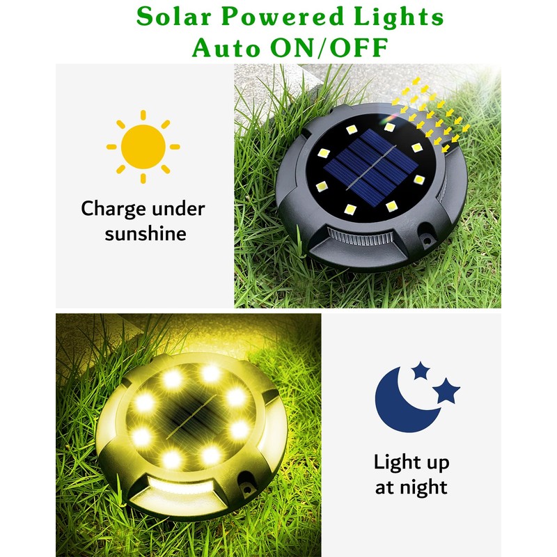 Biling Solar Ground Lights Uplight Sidelight, 12 Packs Bright Solar
