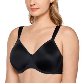 DELIMIRA Women's Full Coverage Minimizer Underwire Plus Size Non Padded Support Bra Black 44E