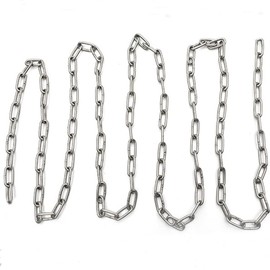 KAIISSA Stainless Steel Chain Strong, Heavy Duty Welded Chain Links for Hanging Fences, Walking with Dog Chain, Swivel Chain, Drying The Laundry Chain, Maximum Load 10kg, 1.2MM - 8 Meter