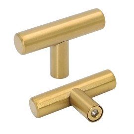 goldenwarm 40Pack Brushed Brass Single Bar Cabinet Handle Pull Knob for Hardware Overall Length 2in
