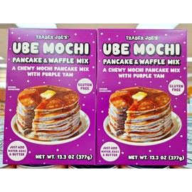 Trader Joe's LOT OF (2) Trader Joe's UBE Mochi Pancake & Waffle Mix GLUTEN FREE 13.3oz 377g