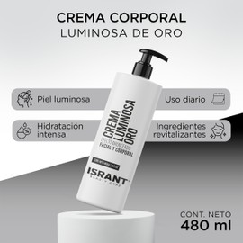 ISRANT | Crema Corporal Luminosa de Oro 480ml | Crema Facial Hidratante Facial | Skin Care Hidratación Profunda y Nutrición | Skincare Mejora la Elasticidad y Tono Uniforme