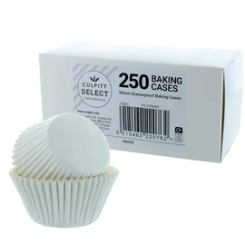 Culpitt Select White Baking Cases, Greaseproof Paper Baking Cups, 50mm Cupcake Cases - Extra Large Pack of 250- Packaging May Vary