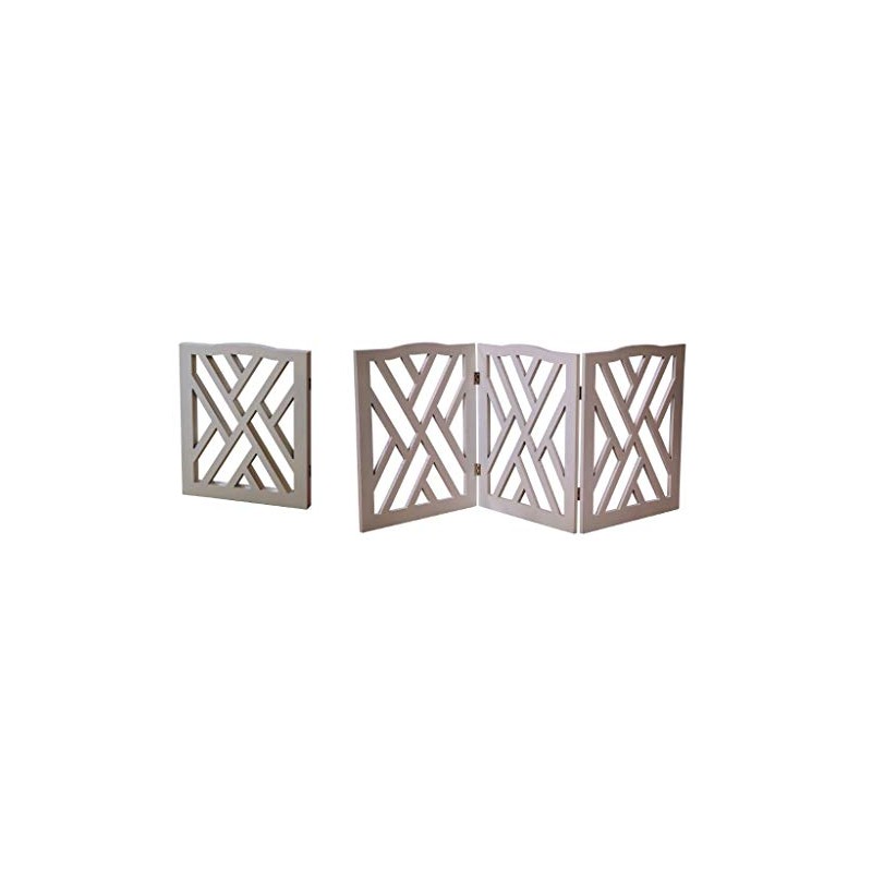 Indoor/Outdoor Solid Wood Crisscross Freestanding Foldable Adjustable 3-Section Pet Gate