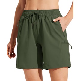 Willit Women's Shorts Hiking Cargo Shorts Quick Dry Golf Active Athletic Shorts 7" Lightweight Summer Shorts with Pockets Army Green XL