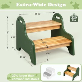 StrongTek Kids 2 Step Stool, Oak Wood Step Stool for Children, Safe & Sturdy, Ideal for Bathroom, Kitchen, Home Use, Durable, Non-Slip, Child Safety, Foot Stool, Toddler Step Stool, Easy to Clean