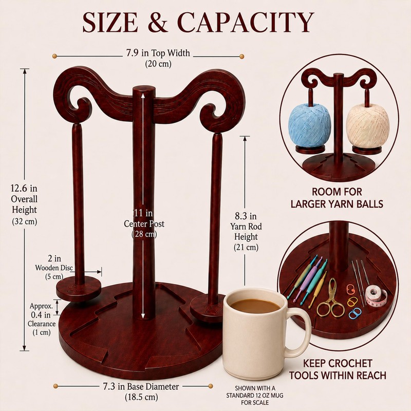Wooden Yarn Holder for Crocheting, Magnetic Yarn Spinner, Crochet Gift