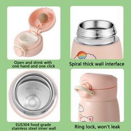 9 oz Mini Water Bottle Small Stainless Steel Thermoses - Insulated Vacuum, Leak Proof, Keeps Drinks Hot/Cold - Ideal for Coffee, beverage, Water - Pink