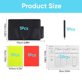 QGH Soccer Referee Card Kit: Warning Red Yellow Cards with PU Leather Case, Recording Papers & Pencil - Referee Kit for Football, Volleyball, Rugby, Baseball – Essential Coaches Accessories