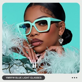 YMRFW Square Blue Light Blocking Glasses for Women Men Retro Style Computer TV Eyeglasses