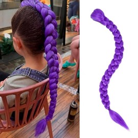 Long Purple Braiding Hair Extensions 26 Inch Pre Stretched Synthetic Braiding Hairs Prestretched Braidings Hairs for Halloween Costume Cosplay Stage Partiesies (Dark Purple)