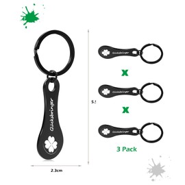 T TAKONE Shopping Trolley Releaser, Pack of 3 Stainless Steel Extractors for Shopping Trolley, Removable Shopping Chip Key Ring for All Shopping Trolleys (Black)