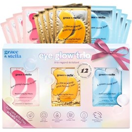 grace & stella Parches para debajo de los ojos (12 pares) Mascarillas para ojos hinchados y ojeras - Rellenos navideños para adolescentes, regalos de Navidad para mujeres, regalos de intercambio