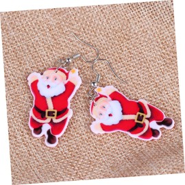 ABOOFAN 1 Pair Santa Claus Ear Christmas Earrings for Women Creative Design Material Great Present