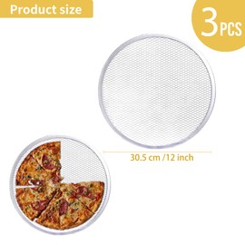 YKUKIZEE 3 Pack 12 inch Pizza Mesh Tray for Oven Aluminium, 30 cm Crispy Pizza Screen with Hole Non Stick, Round Reusable Pizzas Net Trays for Oven Baking Restaurant