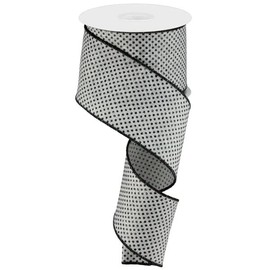 Grey Black Glitter Raised Swiss Polka Dots Wired Ribbon (2.5 Inches x 10 Yards)
