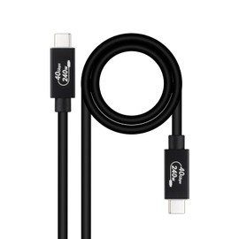NANOCABLE 10.01.5002 USB 4 Gen 3x2 40Gbps 5A/240W USB-C to USB-C Compatible with Thunderbolt 3 and Thunderbolt 4, up to 8K @ 60Hz Black 1.8 Metres