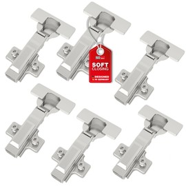 SOTECH Smooth Soft Close Pot Hinges 105° Corner Stop T45 with Mounting Plates, Covers, Screws and Quick Installation Clip, Tested with 50,000 Cycles Pack of 6