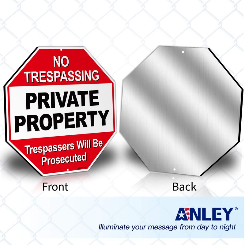 ANLEY Private Property Aluminum Warning Sign, Trespassers Will Be Prosecuted