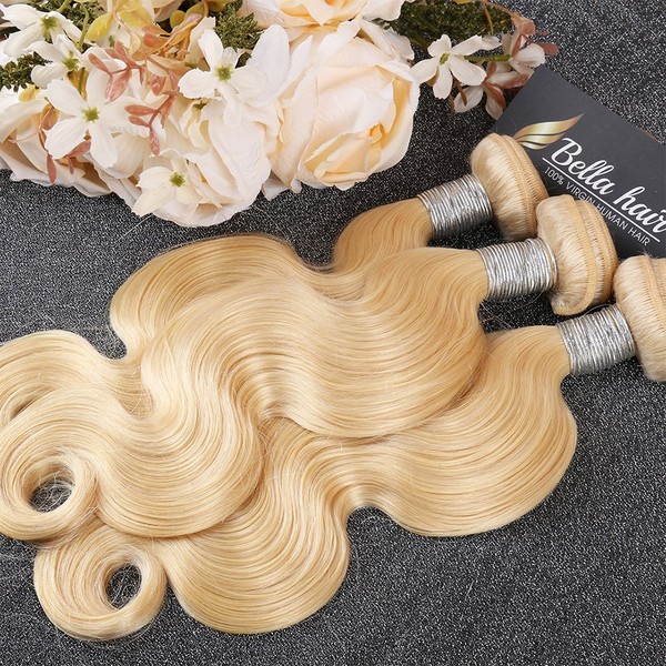 Bella Hair 613 Blonde Human Hair Bundles Body Wave, 100% Remy Virgin Brazilian Hair Weave (1 Bundle 20inch)