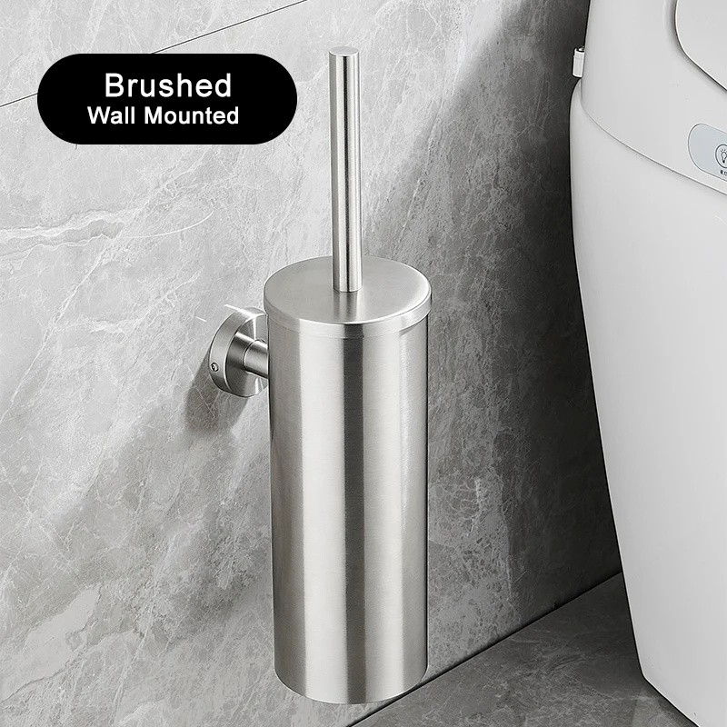 FALANGSHI FR07 Stainless Steel Toilet Brush and Holder Set, Brushed