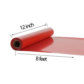 TUMIYA Red Heat Transfer Vinyl - Red Iron on Vinyl Rolls, 12" x 8ft Red HTV Vinyl for T-Shirt Glossy Adhesive HTV Vinyl (Red)