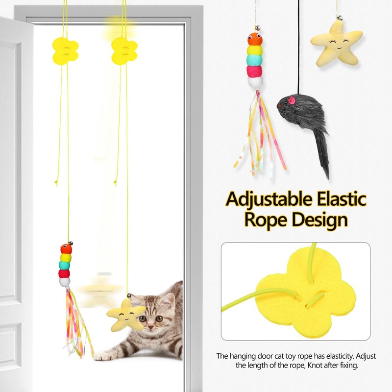 POPETPOP Door Hanging Cat Toys for Indoor Cats: 6Pcs Doorway