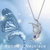 AOBOCO Sterling Silver Butterfly Necklace with Blue Crystals from Austria