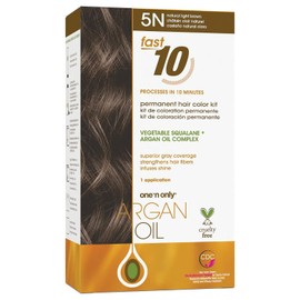 One N' Only Argan Oil Fast 10 Permanent Hair Color Kit 5N Natural Light Brown, Gray Hair Coverage in 10 Minutes, Helps Maintain Natural Moisture Balance, Advanced Micro-Pigments for Natural Tones