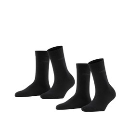 FALKE Women's Socks Uni 2-Pack - 80% Cotton, 2 Pairs, Black (Black 3000), Size: 35-38