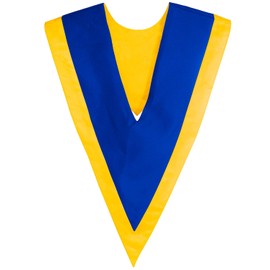 IvyRobes Unisex Reversible V Shape Choir Stole with Border Royal Blue/Gold