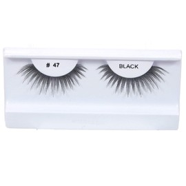 100 Pairs 100% Human Hair False Eyelashes Natural Black # 47