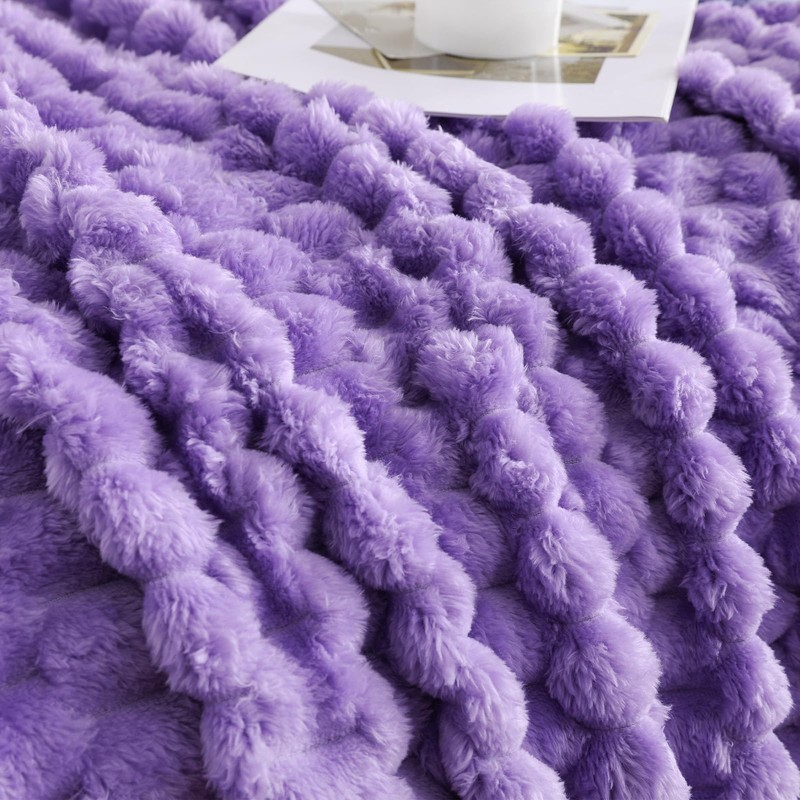 Linecooo Lavender Fleece Throw Blanket 50”×60” for Couch Sofa Bed