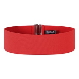 BlackButterfly 3 Inch Elastic Vertical Buckle Waist Belt (Red, 3XL)