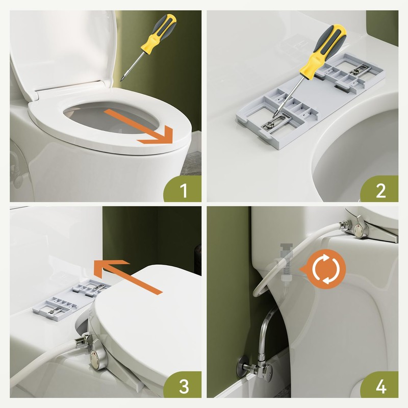 HOROW B0400 Elongated Bidet Toilet Seat, Non-Electric Bidet Toilet Attachment
