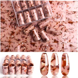 JERCLITY 10 Rolls Marbling Foil Nail Art Kit Nail Art Stickers Decals Nail Foil Tips Starry Sky Amber Pattern Transfer Foil for Nails Designer Nail Art Foil Transfer Wraps for Acrylic Nails