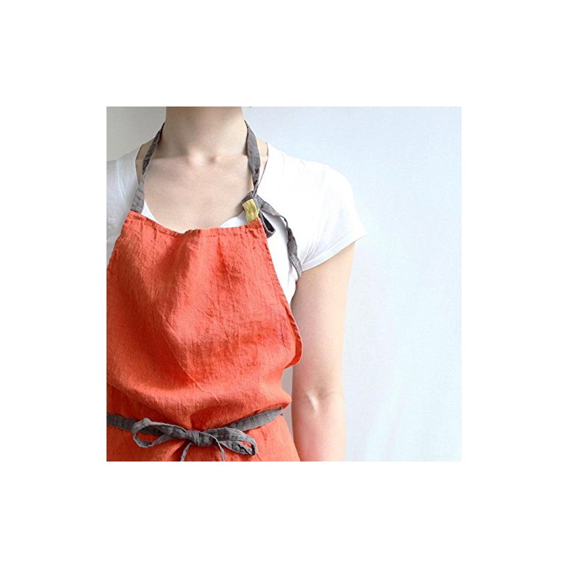 Linen Full Apron Manon (Tarocco) A219 [Lino e Lina/Lino e