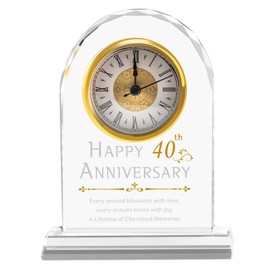 40th Anniversary Wedding Gifts Crystal Clock Gifts For Wife Husband,Laser Engraved 40th Anniversary Wedding Crystal Keepsake Gift For Couple Parents,40th Anniversary Quartz Clock Decorations For Home