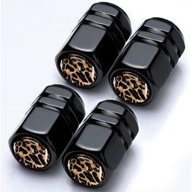 Tire Valve Stem Caps Leopard Car Accessories 4-Pack-Aluminum Alloy Rust-Proof Universal Dust Covers Tire Air Cap for Car, SUV, Bike, Motorcycle,Leopard Gifts