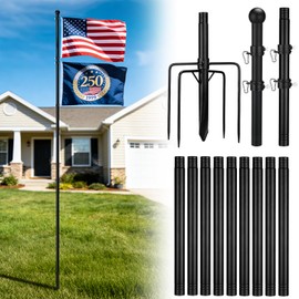 Acostop 15ft In Ground Flag Pole for Outside House, Fit for 2 Flags