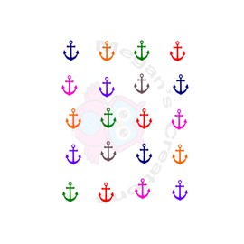 Simple Multi Color Anchor Waterslide/Water Transfer Nail Decals/Nail Art