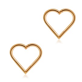 Daith Piercing Titanium 16G Heart Hinge Seamless Clicker Ring Tragus Rook Cartilage Earrings Women's Gold/Rose Gold/Titanium/Black, 8 mm, 10 mm, Pack of 2, Titanium, No gemstone