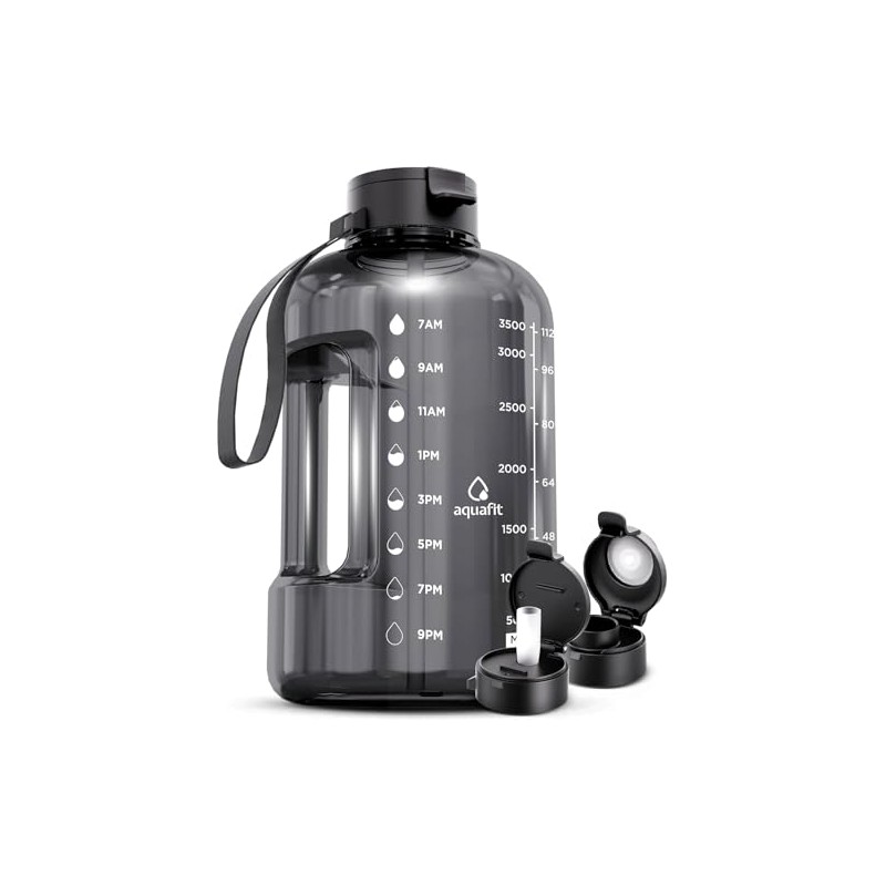 AQUAFIT 1 Gallon Water Bottle with Time Marker & Straw