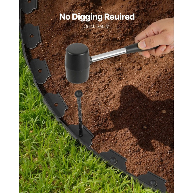Plastic Garden Border 20ft X 2 UV Resistant Flexible Lawn