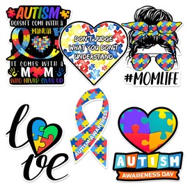 Pack 12 Pcs Autism Awareness Sticker for Laptops Car Window Hard Hats Vehicle Helmets Motorcycle Computers Water Bottles Bumper Stickers Waterproof Vinyl Decals Laptop Accessories