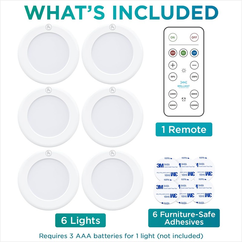 Brilliant Evolution LED Tap Light Push Lights with Remote -