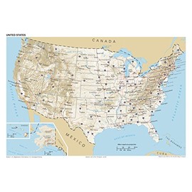 13x19 Anchor Maps United States General Reference Wall Map Poster - USA Foundational Series - Capitals, Cities, Roads, Physical Features, and Topography [Rolled]